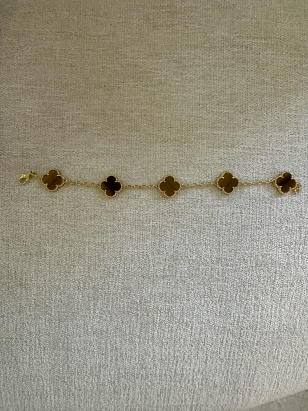 Gold Clover Link Bracelet with Brown Mother-of-Pearl Accents